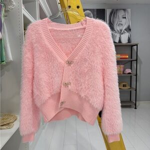 Chicwish Soft Pink Fluffy Cardigan